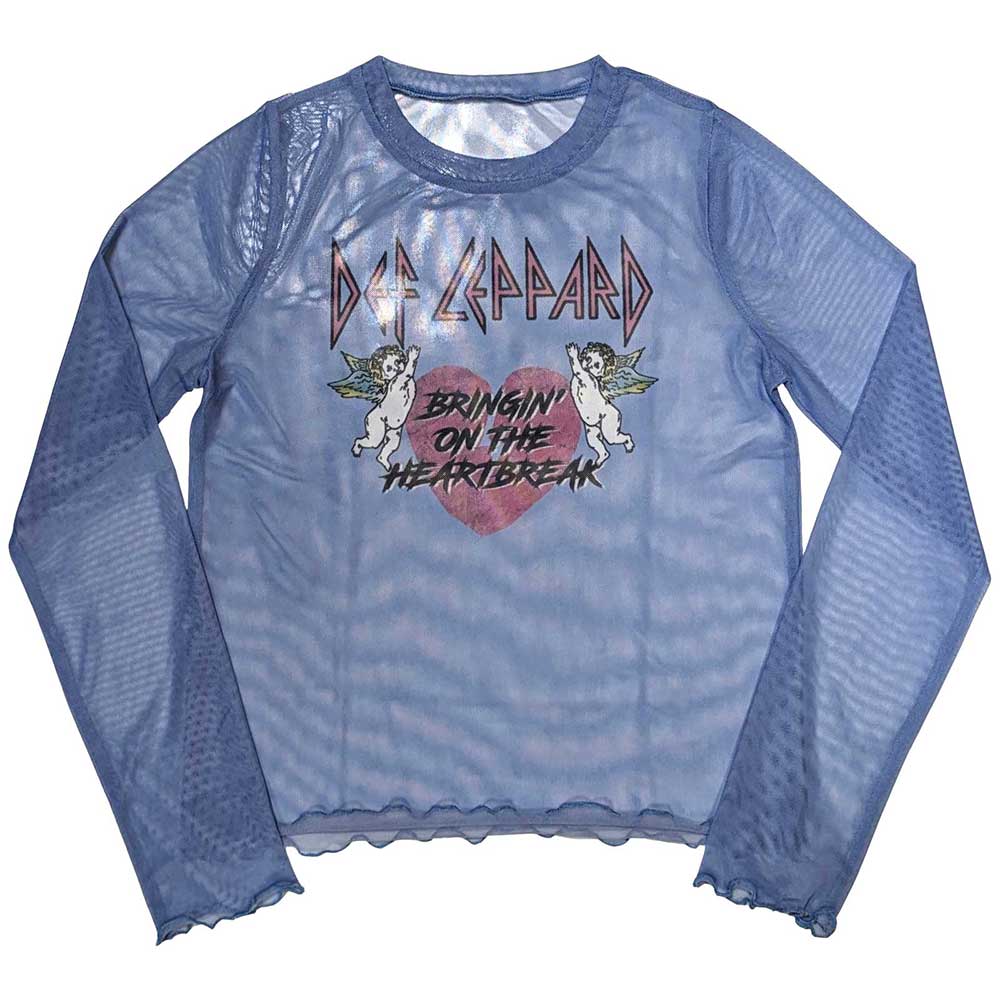 Def Leppard Ladies Long Sleeve Crop Top Bringin On The Heartbreak