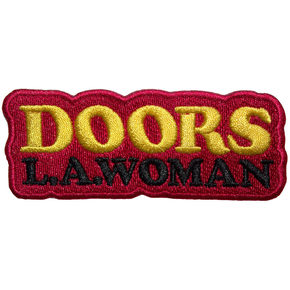 The Doors  Standard Patch LA Woman Text Logo on Red
