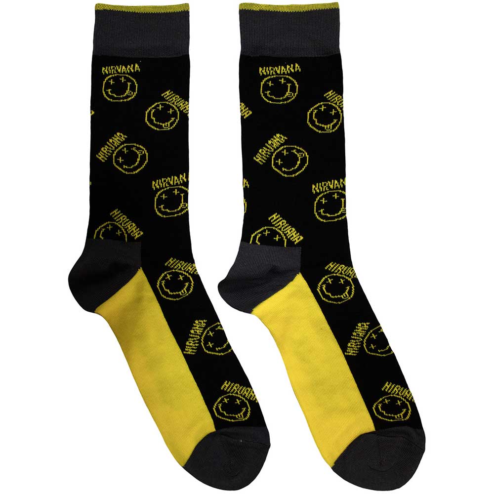 Nirvana Unisex Ankle Socks Yellow Happy Face Pattern