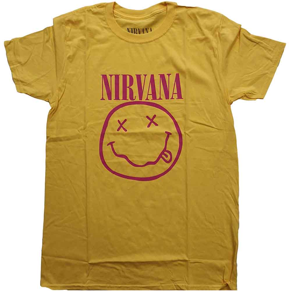 Collection of Nirvana Unisex T-Shirt Pink Happy Face in a gallery layout