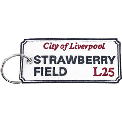 Collection of Rock Off  Patch Keychain Strawberry Field Liverpool Sign in a gallery layout
